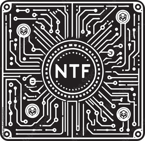 Nft fungible token silhouette vector on white background