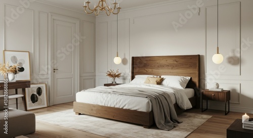 Elegant Neutral Bedroom with Warm Lighting