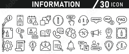 Information icons set. Liner information icon. Info simple vector icons collection