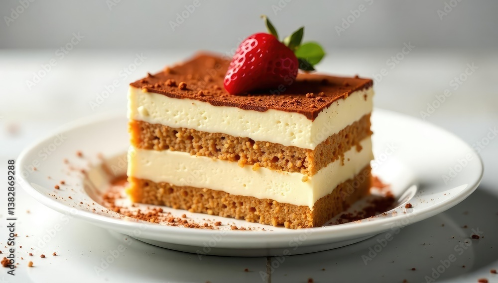 Elegant tiramisu slice, showcasing texture and layers Ideal for menu or recipe use , macro, texture, isolated Elegant tiramisu slice, showcasing texture and layers Ideal for menu or recipe use , macro, texture, isolated