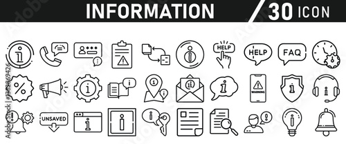 Information icons set. Liner information icon. Info simple vector icons collection