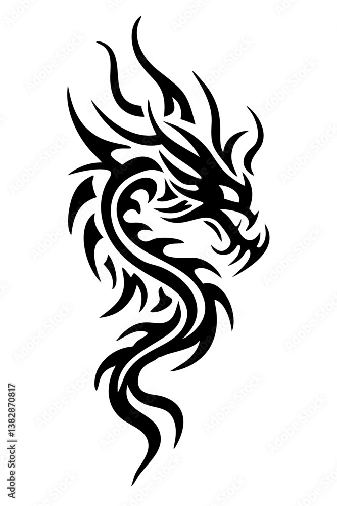 Fototapeta premium dragon tribal tattoo silhouette