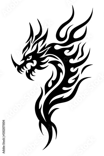 dragon tribal tattoo silhouette