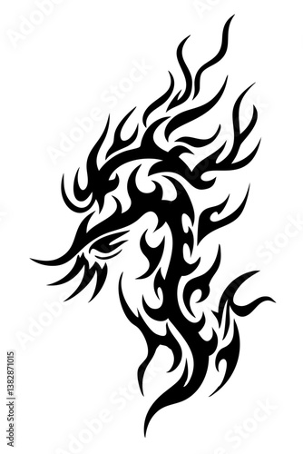 Wallpaper Mural dragon tribal tattoo silhouette Torontodigital.ca