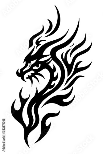 Wallpaper Mural dragon tribal tattoo silhouette Torontodigital.ca