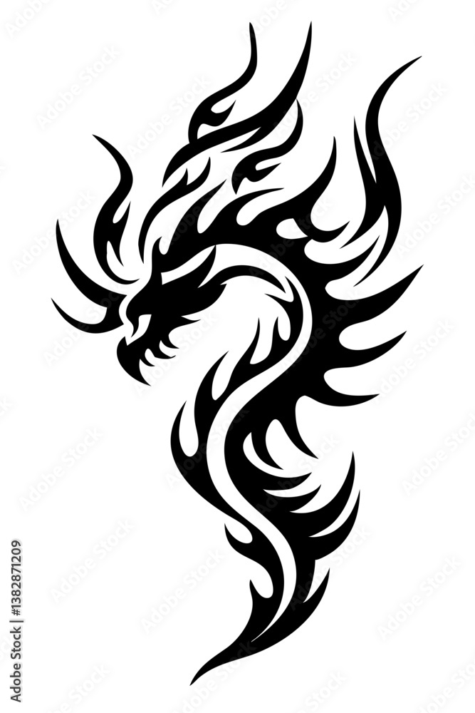 dragon tribal tattoo silhouette dragon tribal tattoo silhouette