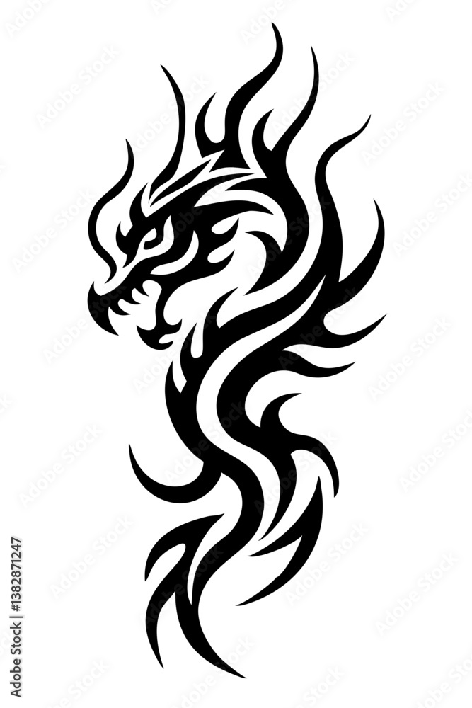 Fototapeta premium dragon tribal tattoo silhouette