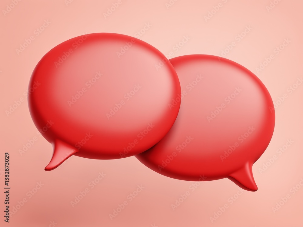 Two red speech bubbles overlapping Two red speech bubbles overlapping