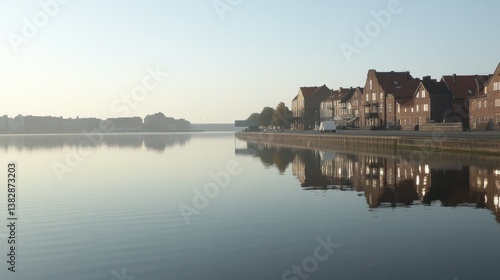 Wallpaper Mural A quiet sunrise over the water in Copenhagen, reflecting its charming cityscape. Torontodigital.ca