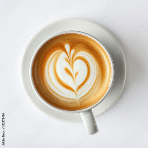 Cup of cappuccino on the white background.