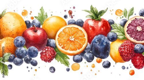 Wallpaper Mural Vibrant Photo Realistic Watercolor Seamless Pattern of Fruits and Vegetables Celebrating World Food Day with an Immersive Slow Zoom Camera Effect Torontodigital.ca