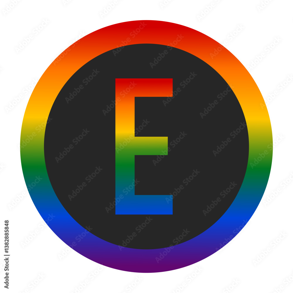 LGBTQ Pride Anarchy Symbol with Capital Letter E LGBTQ Pride Anarchy Symbol with Capital Letter E
