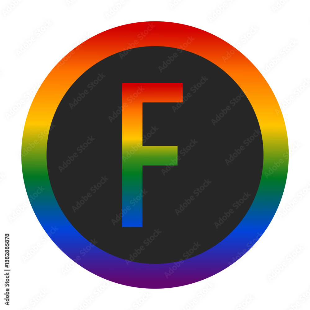 LGBTQ Pride Anarchy Symbol with Capital Letter F LGBTQ Pride Anarchy Symbol with Capital Letter F