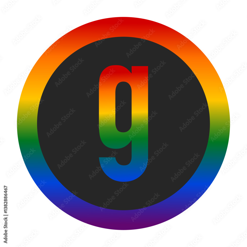 LGBTQ Pride Anarchy Symbol with Lowercase Letter g LGBTQ Pride Anarchy Symbol with Lowercase Letter g