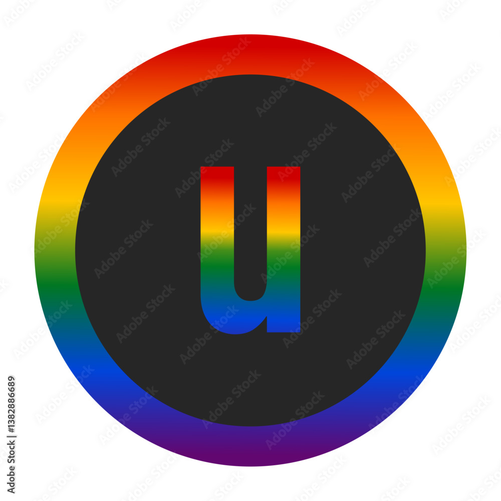 LGBTQ Pride Anarchy Symbol with Lowercase Letter u LGBTQ Pride Anarchy Symbol with Lowercase Letter u