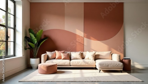 Abstract geometric shapes in muted tones create a sophisticated interior design repeat , pattern, wallpaper