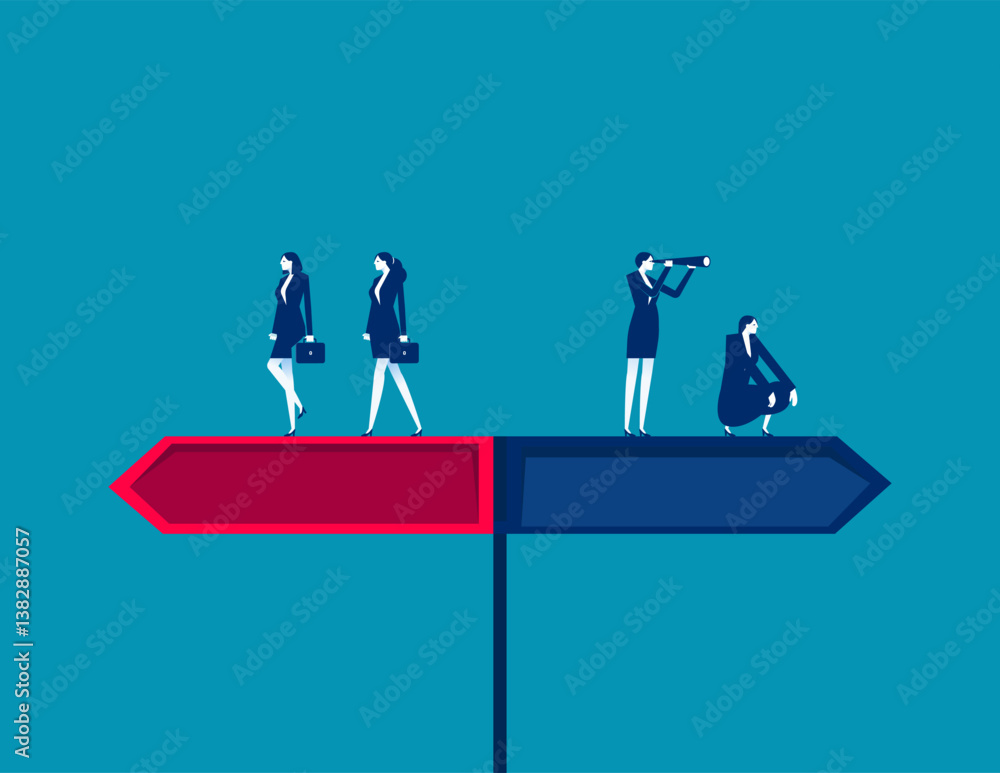Business people with direction signs. Business vector concept Business people with direction signs. Business vector concept