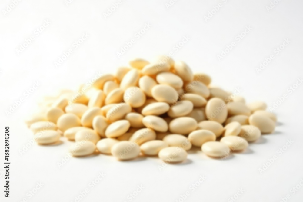 Close-up of a pile of white beans against a stark white backdrop, legume, vegan Close-up of a pile of white beans against a stark white backdrop, legume, vegan