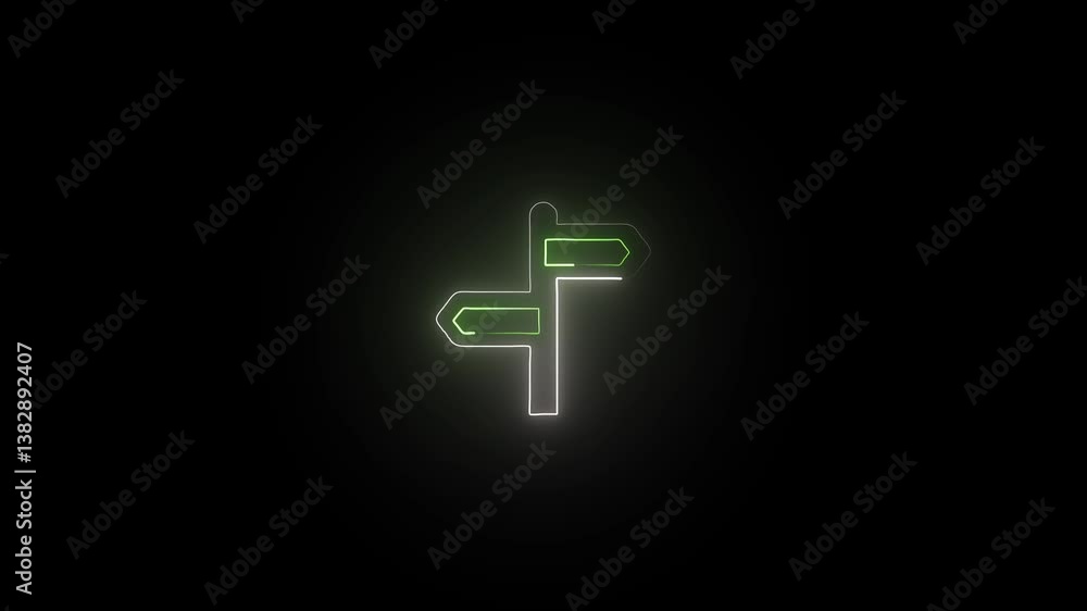 signal post flask neon icon light animation on black background. signal post flask neon icon light animation on black background.