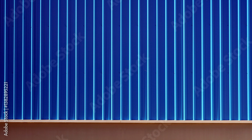 Obraz na płótnie A blue corrugated iron sheet wall, industrial background and texture. w salonie