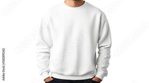 Wallpaper Mural White unisex sweatshirt on a man, blank design template, cut out transparent Torontodigital.ca