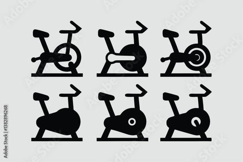 Spinning bike vector icon silhouette, Spinning bike silhouette vector illustration.