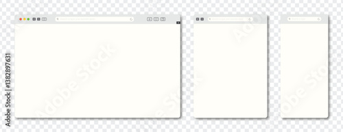 browser mac or window web view mockup. tablet and mobile phone. website template vector frame. web site computer screen mock up. pc, smartphone, laptop,