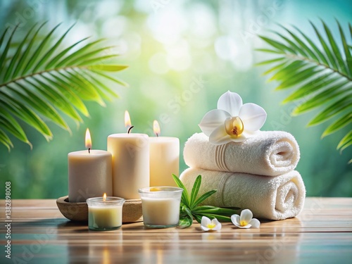 Serene Spa Still Life: Minimalist Wellness Background, Relaxing Composition