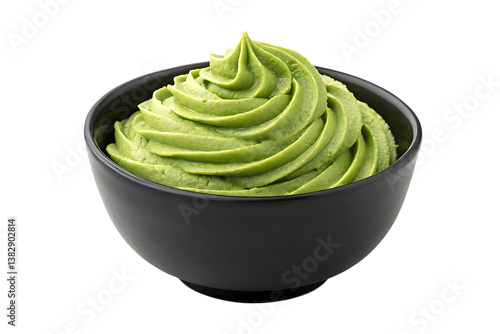 Fresh wasabi in a bowl for sushi and asian cuisine on transparent background