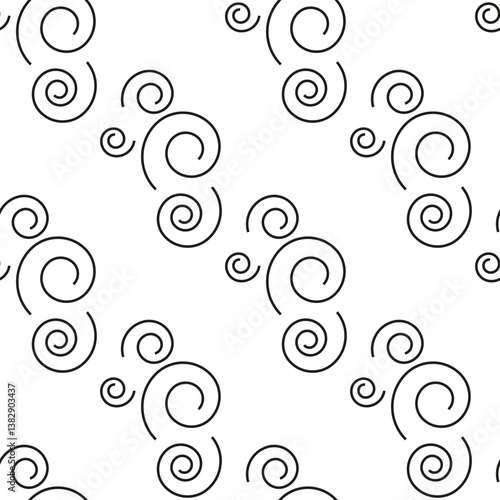 seamless pattern with spiral curls on white backround