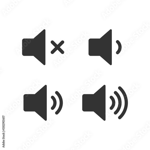 Speaker volume icon set isolated flat style.
