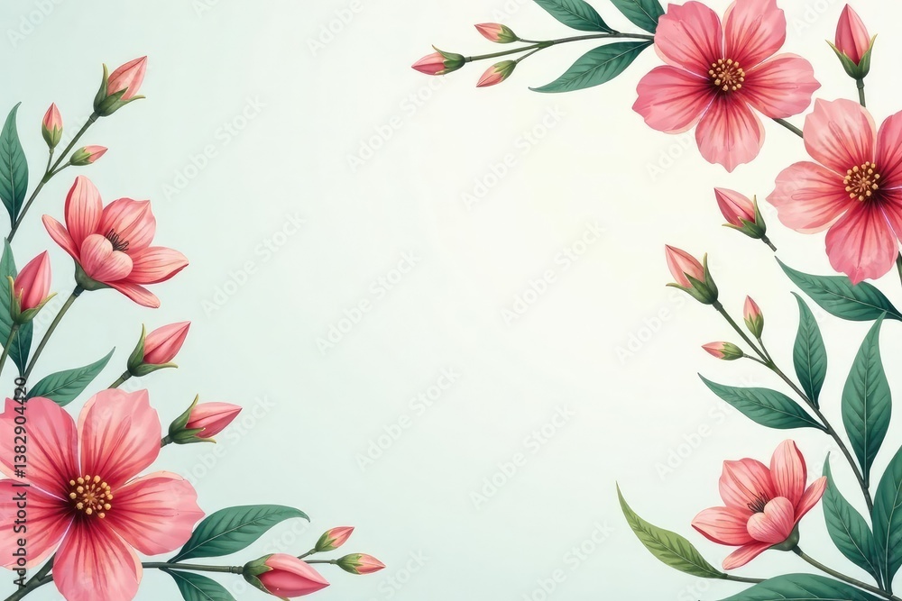 Fototapeta premium Nature inspired floral motifs, soft pastel hues, repeat, delicate