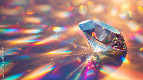 Glowing Crystal Vector Illustration with Sparkling Light Effects, Mystical and Abstract Design