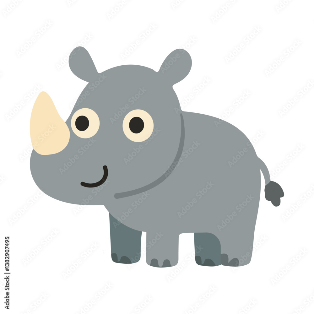 Fototapeta premium Cute Cartoon Rhinoceros Illustration doodle