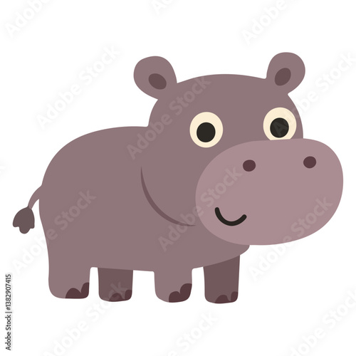 Cute Cartoon Hippo Illustration doodle