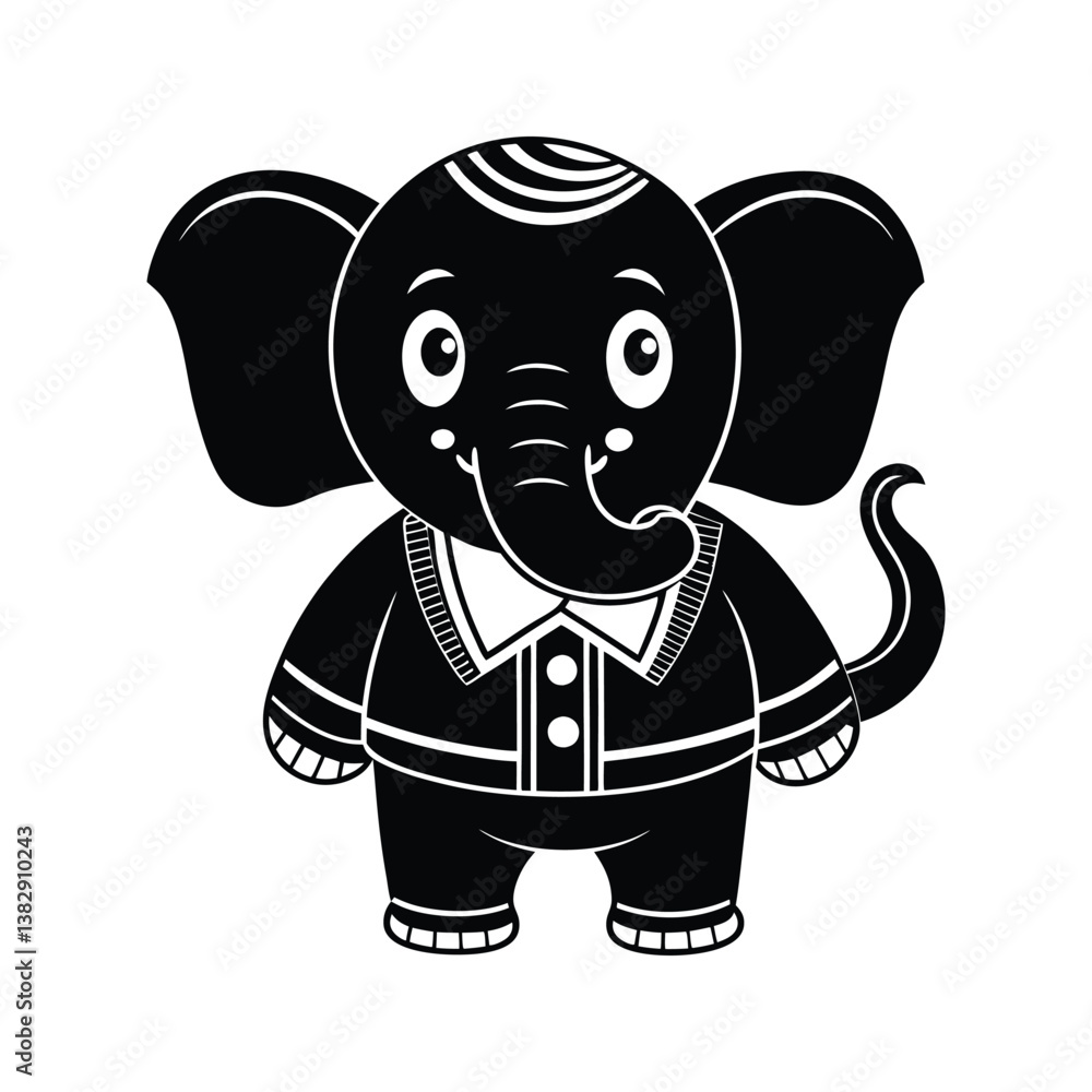 Obraz premium Adorable baby elephant silhouette isolated on white background