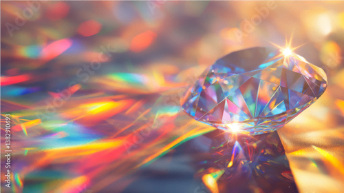 Glowing Crystal Vector Illustration with Sparkling Light Effects, Mystical and Abstract Design