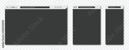 browser mac or window web view mockup. tablet and mobile phone. website template vector frame. web site computer screen mock up. pc, smartphone, laptop,