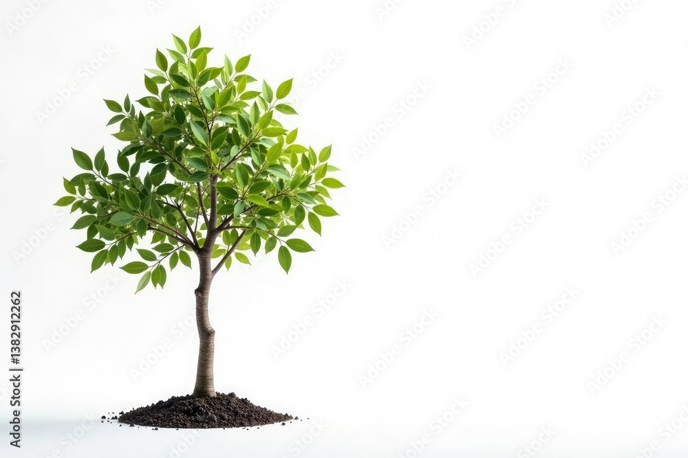 Delicate young tree, isolated on pure white backdrop , element, photography Delicate young tree, isolated on pure white backdrop , element, photography