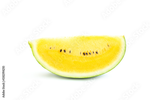 Yellow watermelon isolated on white background, Fresh yellow watermelon