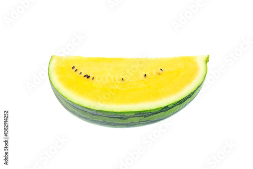 Yellow watermelon isolated on white background, Fresh yellow watermelon