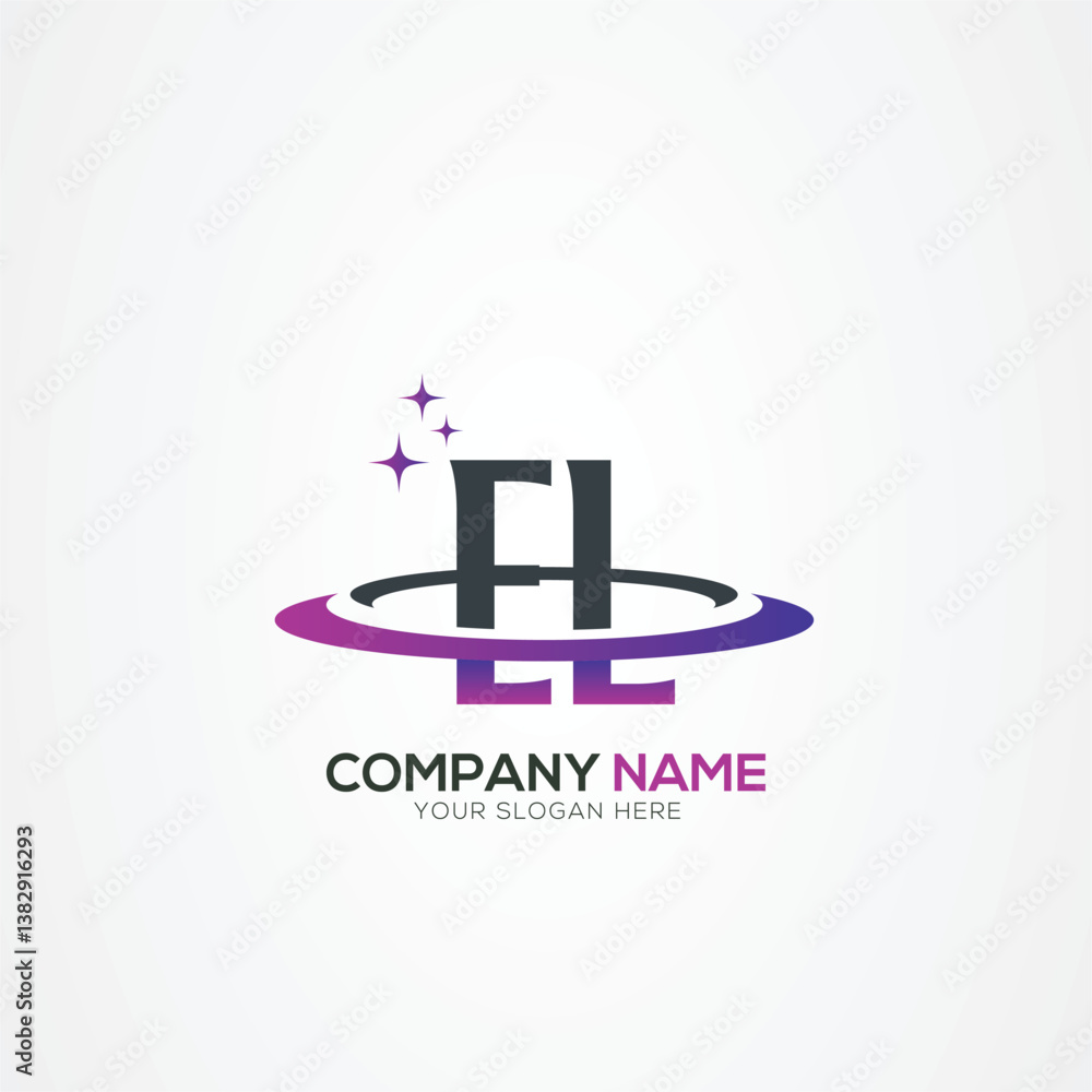 Naklejka premium Modern Letter EL LE Planet space logo design With Creative Vector Elements