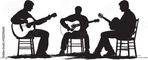 "Elegant Guitarist Silhouettes" or "Musical Princesses with Guitars