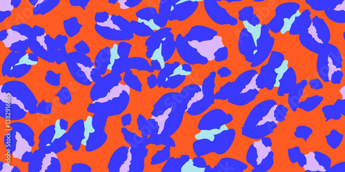 Leopard spots seamless pattern design. Vector orange background, wallpaper, wrapping paper, fabric, print