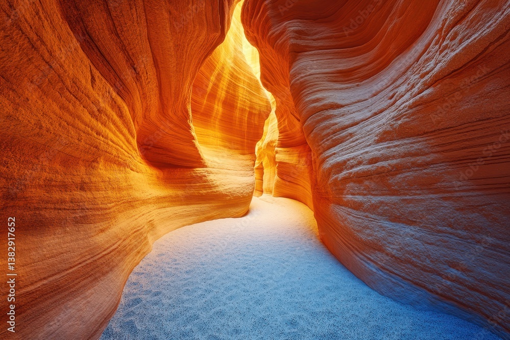 Obraz premium Mesmerizing slot canyon with flowing sandstone walls and soft light creating a stunning natural landscape