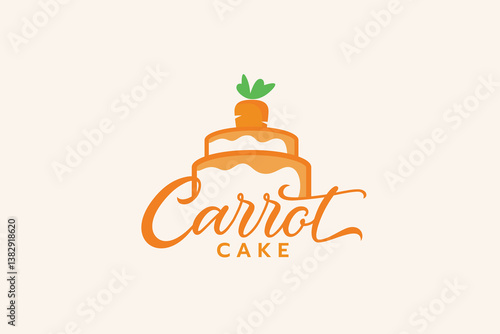 carrot cake logo with a combination of a cake and carrot for bakery, cafe, restaurant, etc.