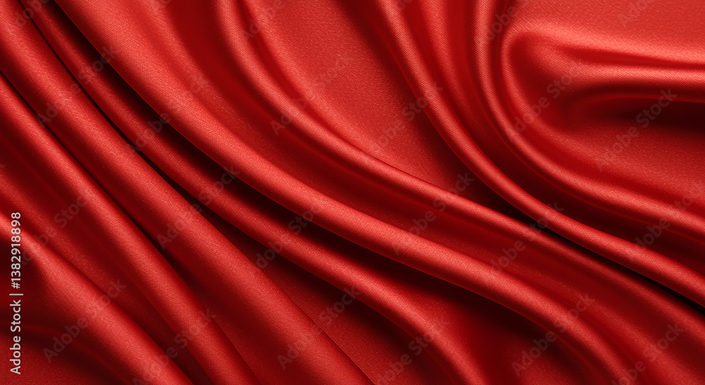 Obraz premium Close-up of a luxurious red satin fabric.
