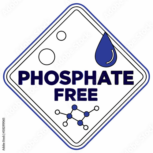 Phosphate-Free Label with Water Droplet and Molecule Structure  