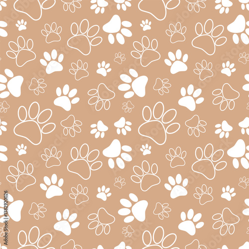 Seamless pet paw pattern background. Seamless Paw Print Background. Eps 10