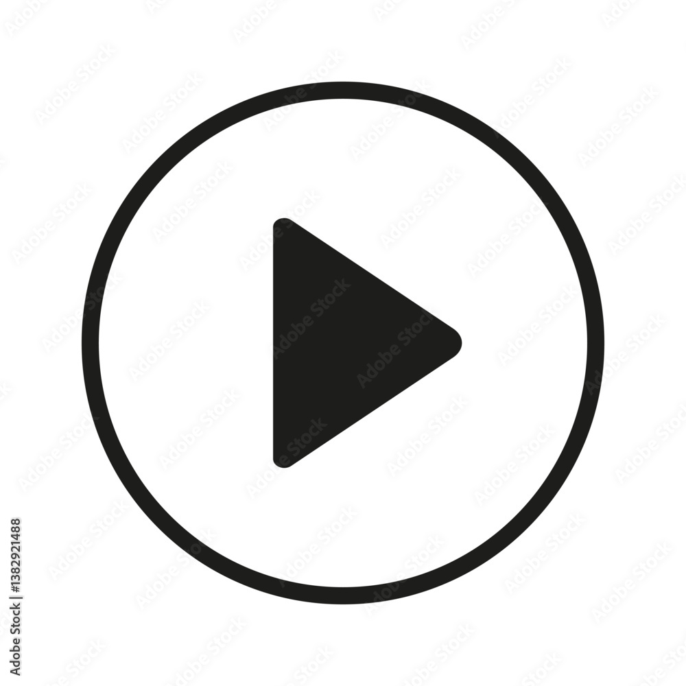 Play button icon on a white background Play button icon on a white background